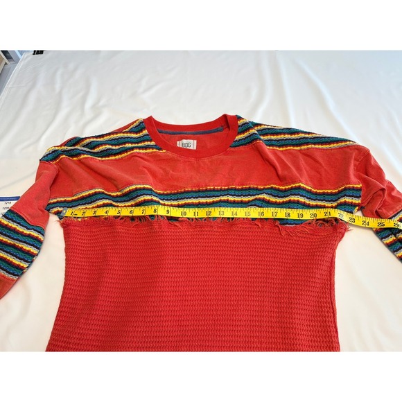 BDG Urban Outfitters Boho Retro Red Rainbow Stripe Waffle Knit LS Tunic Womens M - Picture 6 of 10